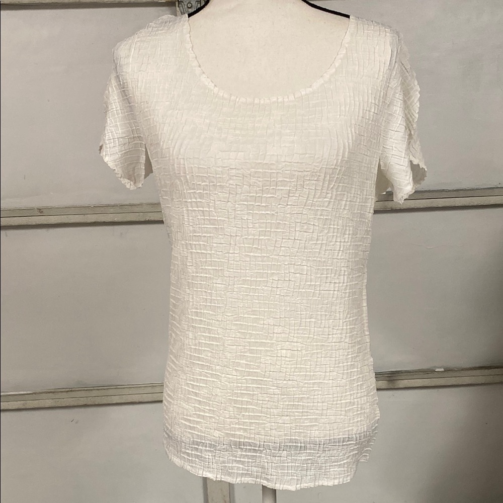 Sigrid Olsen sheer textured blouse top shirt size MEDIUM